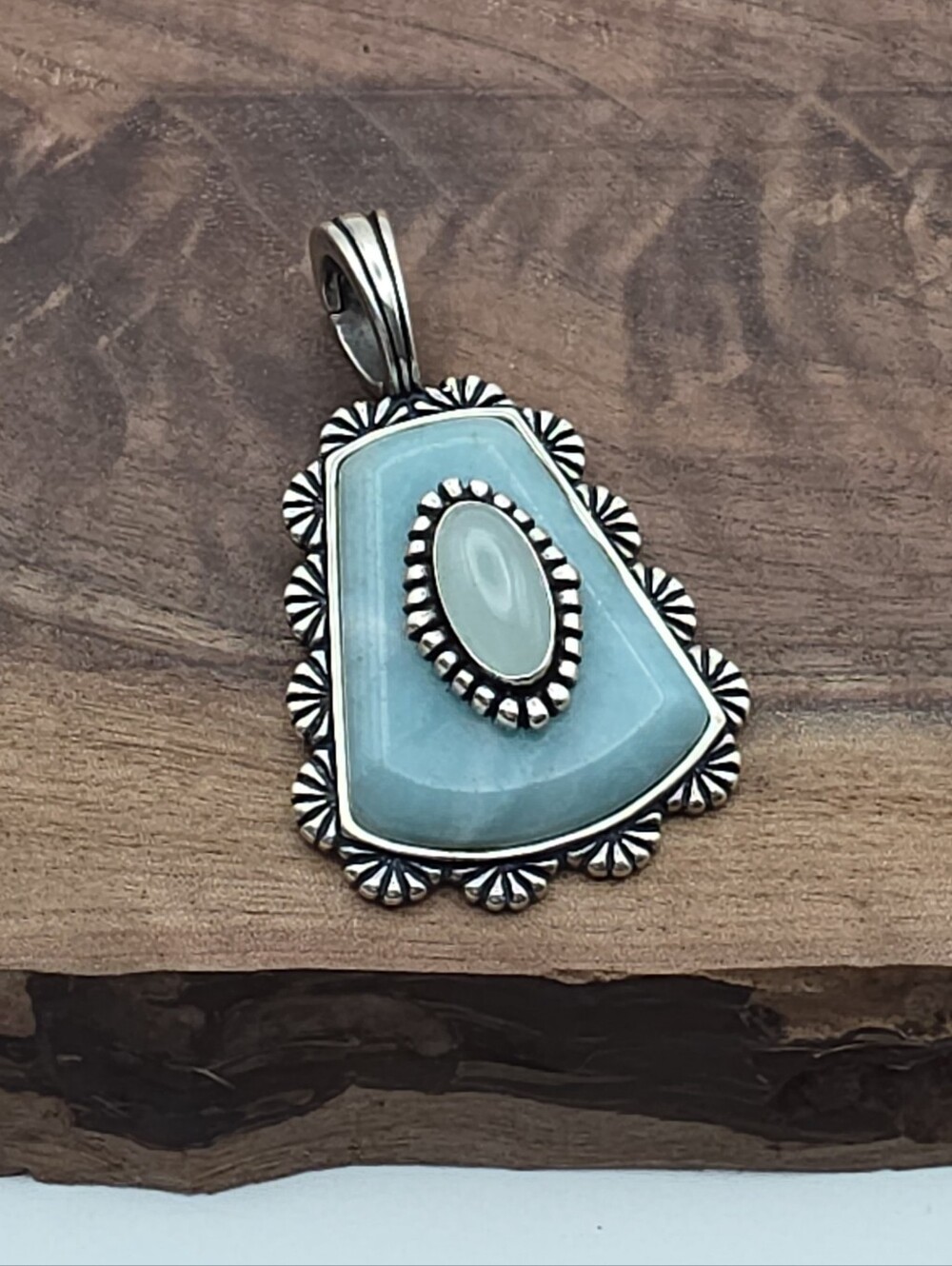 Carolyn Pollack Western Blue Amazonite 925 Silver Enhancer Statement Pendant